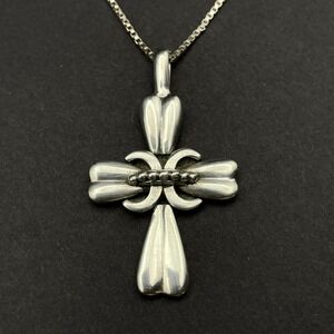 Vintage Sterling Silver Christian Ornate Decorated Cross Pendant Necklace Unisex